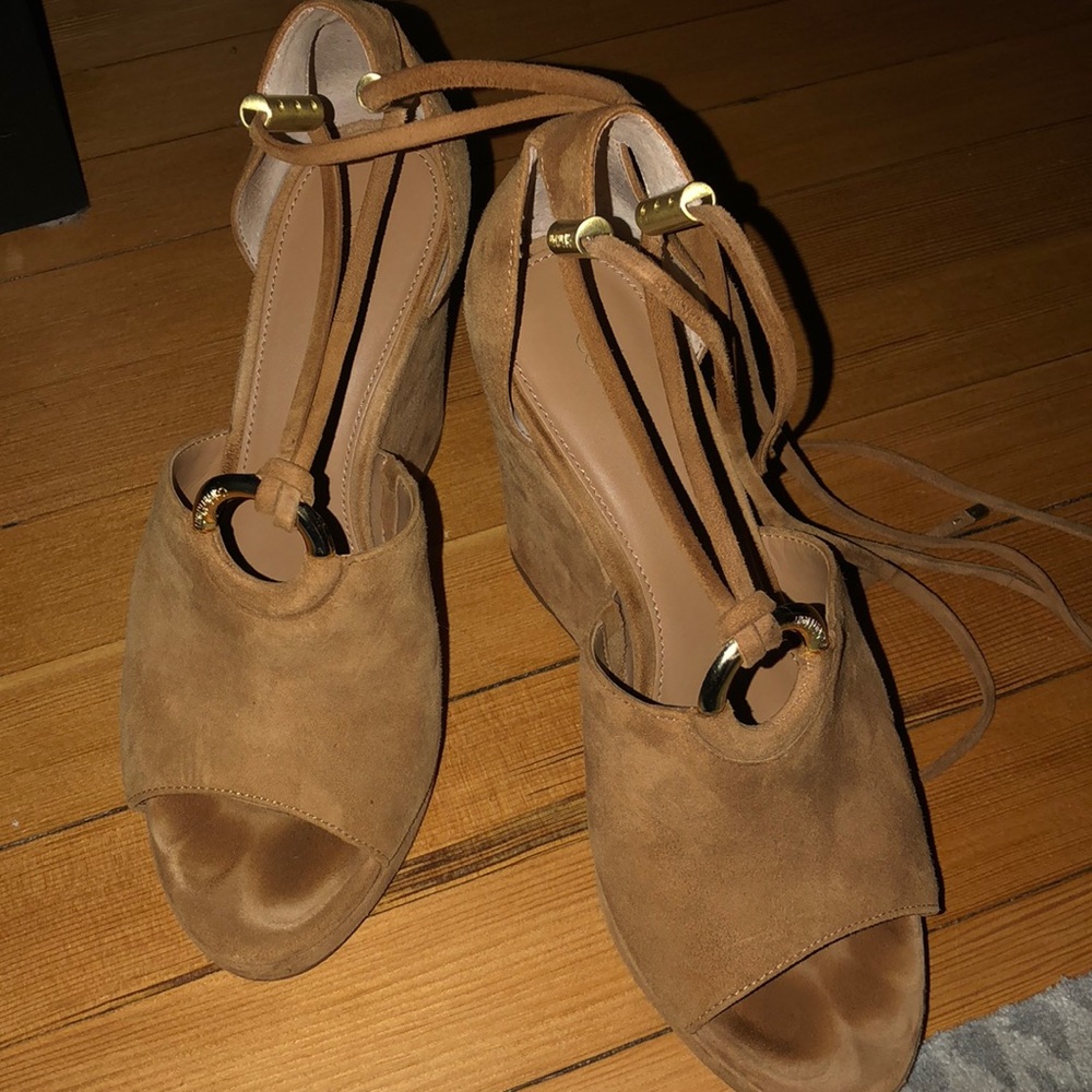 Camel suede Calvin Klein Wedge Espadrilles